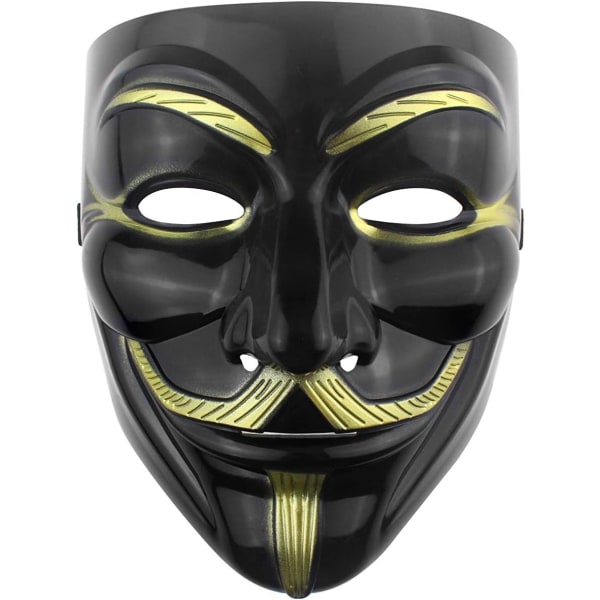 Udekit Hacker Anonymous Mask Gold V for Vendetta Mask til børn Kvinder Mænd Halloween Fest Kostume Cosplay Guld