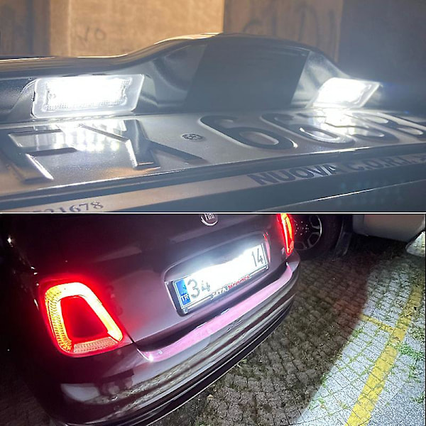 stk. Canbus passer til Fiat 500 / Abarth 500 2007-2016 Xenon Hvid LED Nummerpladelygte billys OEM:51800482