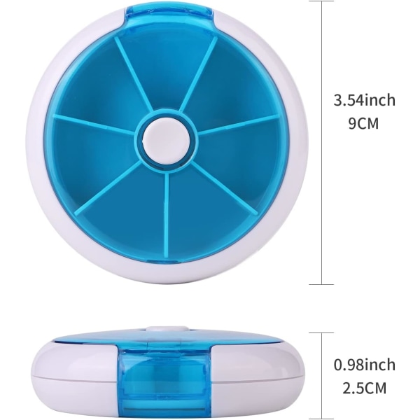 Luovuutta herättävä kannettava minikokoinen 7 päivän viikoittainen pyöreä muotoinen pillerisäilytyskotelo Blue