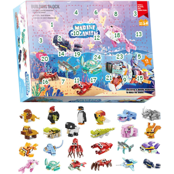 Jul advent kalender 2023 för barn, 24 pack insekt byggsten leksaker jul nedräkning kalender bedårande dekorativa Stil1