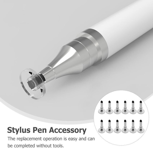 Högprecisionsersättningsspetsar för kapacitiva stylus-pennor (12-pack)