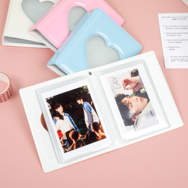 Korthållare 3 tums album ihåligt hjärta modell pink