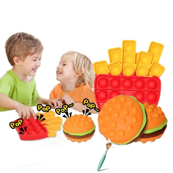Push Pop 3D Burger Chips Squeeze Toys Silikon Press Bubble Squishy Antistress Creative Child Toy Billig Cool Stuff