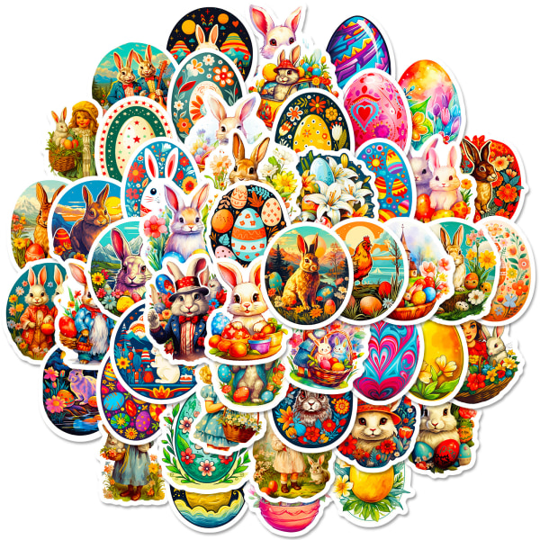 50 Easter Stickers, Egg Easter Doodle Stickers