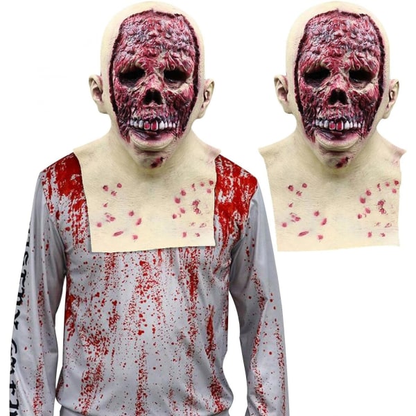 Halloween masker mænd Halloween maske skræmmende nyhed latex helhoved skelet skræmmende masker G（21X33cm）