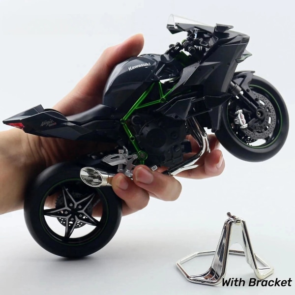 1/9 Kawasaki H2r Ninja Leksaksmotorcykel Diecast Metall Storlek Modell Super Racing Ljud & Ljus Samling Present Till Pojke Barn Black KAWASAKI H2R