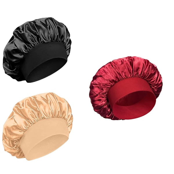 Silk Bonnet for Sleeping Women, red+black+gold