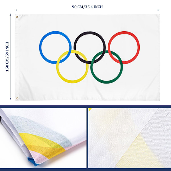 Olympisk flagga, dekoration för olympiska spelen, 150x90cm olympiska spelen flagga 2024, olympiska spelen flaggor 2024 dekoration olympiska spelen 2024