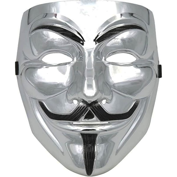 GrassVillage Anonym Halloween V för Vendetta Mask Set - FEST, VÄRLDSBOKVECKA/HALLOWEEN KIT 4 Pack- gold/silver/black/white