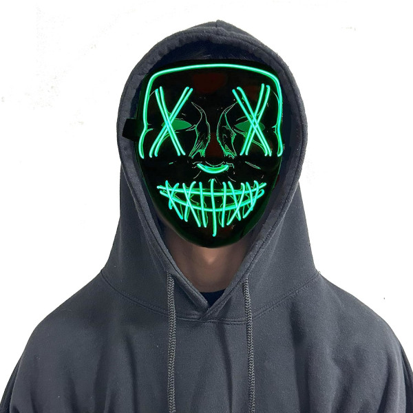 Stylex LED Halloween Mask Skrämmande Light Up Mask Cosplay Fancy Dress Kostym Carnival Green Crosses