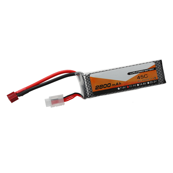 2800mAh teho 45C purkautumisnopeus 11.1V 3S T-tyyppinen punainen pistokeliitin Lipo-akku RC-autolentokoneeseen