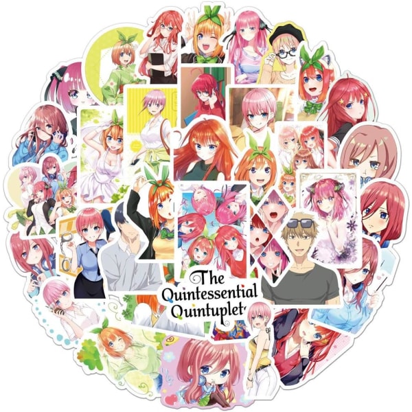 50 Kamisama Love anime klistermärken för bärbar dator, stötfångare, skateboard, vattenflaskor, dator, telefon The Quintessential Quintuplets