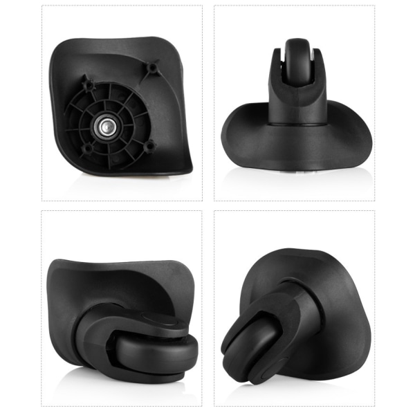 Ett par universella ersättningshjul för resväska Slitstarkt tyst gummi i flera riktningar för ersättningsreparationshjul (svart paket med 2)