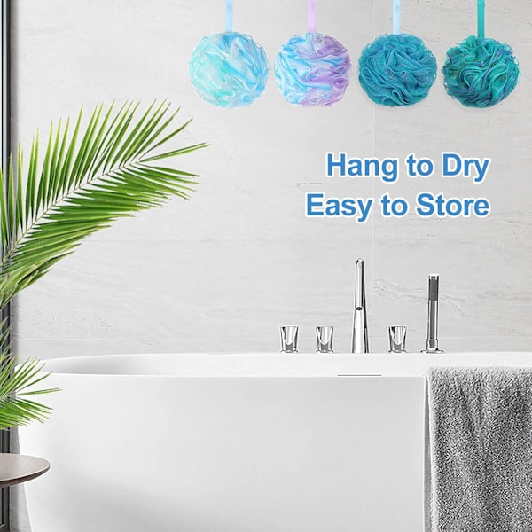 Badesvamp Loofah 75g/stk Ekstra Store Badesvampe Badesvamp Body Puff Brusebad, Sæt med 4, Blomsterfarve