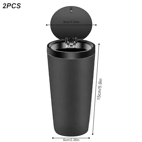 Mini soptunna för fordon med lock: 2 stycken 800ml bärbar bilsoptunna, bil