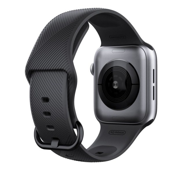 Silikonarmband med twillstruktur till Apple Watch 42/44/45/49 mm, svart