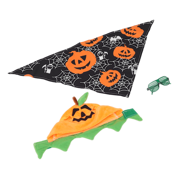 Lemmikkiasusetti Kurpitsa Design Ihoystävällinen Söpö Koira Kissa Hattu Lasit Huivi Koriste Halloween Valokuva Rekvisiitta Juhlat