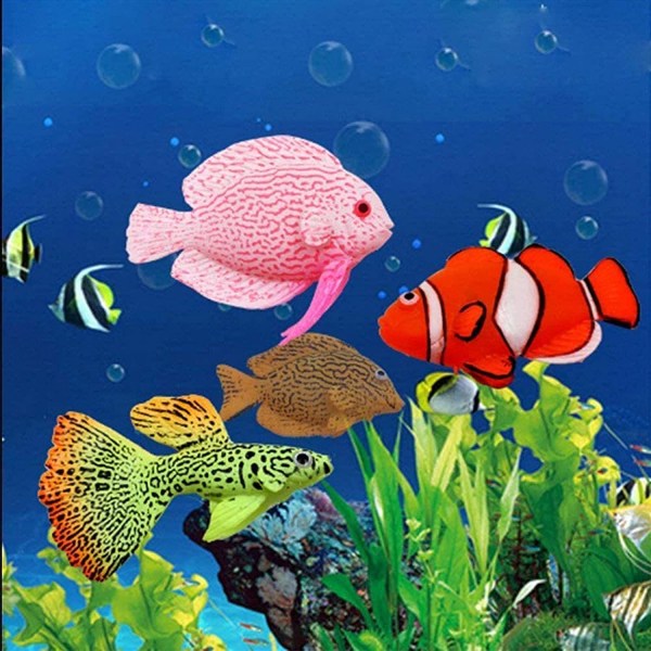 4 delar silikon falsk fisk, falsk guldfisk Aquarium Ornament