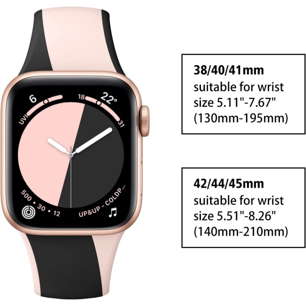 Designad för Apple Watch Band 38 mm 40 mm 41 mm (svart/rosa)