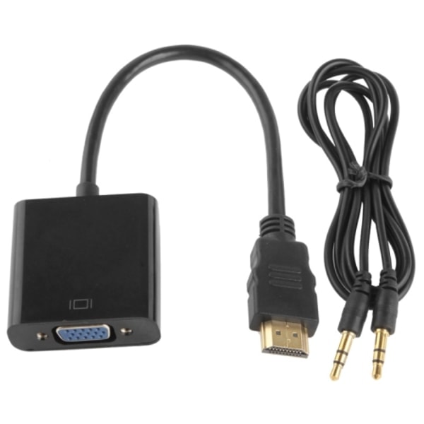 HDMI til VGA-adapter med lydindgang - Sort