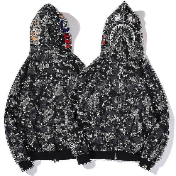 Luvtröja för herr Camo Loose Zipper Jacka Sweatershirt för män Boy Wanke Starry Sky 2XL