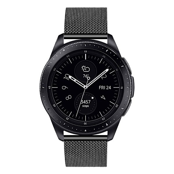 22 mm urrem med quick release i rustfrit stål, sort løkke, kompatibel med Samsung Galaxy Watch 3 45 mm HUAWEI GT2 46 mm urrem (22 mm, sort)