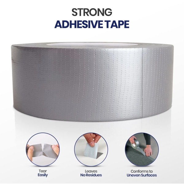 Sølvtape 50mm X 20m | Stærk klæbende gaffatape vandtæt | Stofftape indendørs/udendørs (pakke med 1)