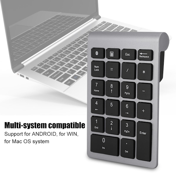 BT304 22 Tangenter Numeriskt Tangentbord Trådlöst Mini Tangentbord Kompatibelt med Bluetooth 3.0 Järngrå