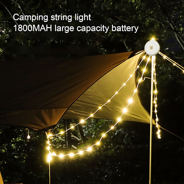 Camping ljusslingor Camping Lykta 2 i 1 23ft USB Uppladdningsbar IP67 Vattentät Smart APP Kontroll Bärbar LED Tältljus