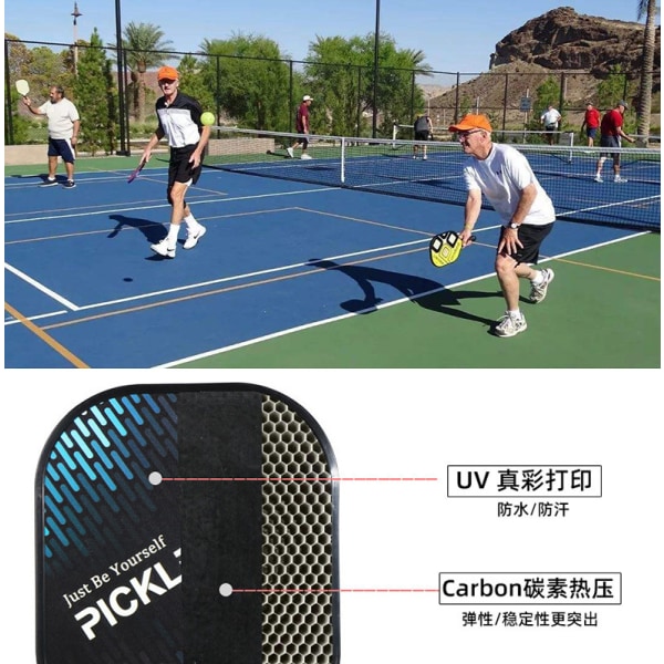 Carbon Fiber Pickleball Paddle Set Ansiktsträning Pickle Ball Racket racket med 2st boll och förvaringsväska 2