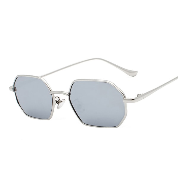 Oktagonala solglasögon med klara linser för män och kvinnor Silver