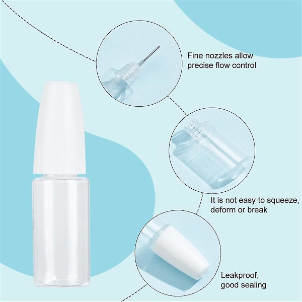 20 st Precisionsapplikatorflaskor med Spets, 10ml/0.34oz Dispenseringsnål PET Tom Limflaska