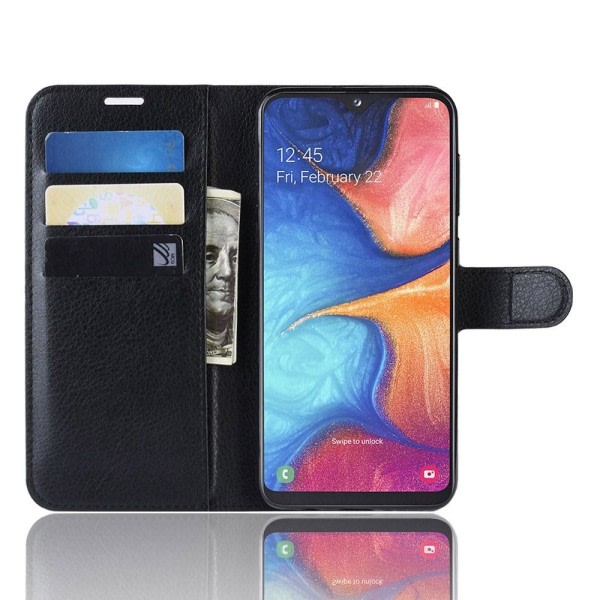 Samsung Galaxy A20e - Litchi Plånboksfodral - Svart Svart Svart