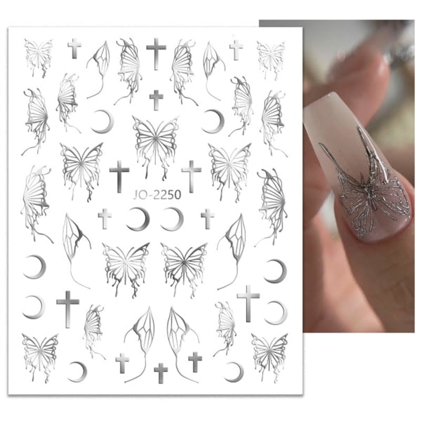 Holografiska Butterfly Nail Stickers, Nail Art Nail Decoration