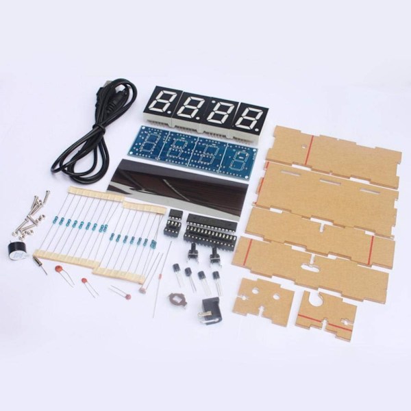 DIY Elektronisk Ur Kit (Grøn) - 4 LED Digitalt Ur Kit Automa