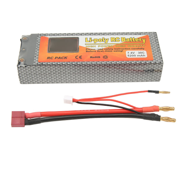 5200mAh Lipo-batteri 30C urladdningshastighet 7,4V 2S T-formad kontakt RC-batteri för RC-helikopterbilmodell