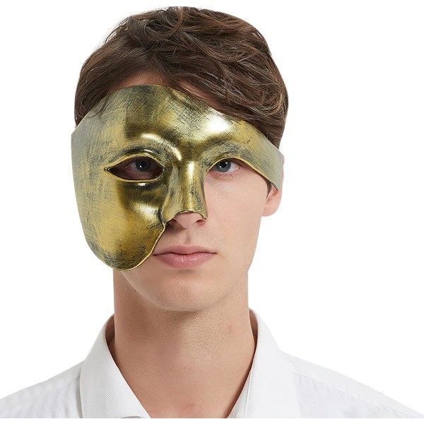 Dekorativ halvansiktsmask Plast ögonmask Halloween ansiktsmask Gold