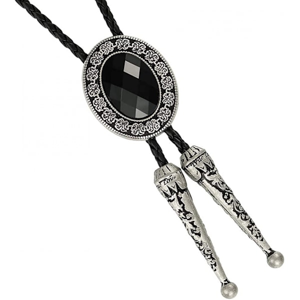 Bolo tie, handgjord rund western cowboy bolo tie svart