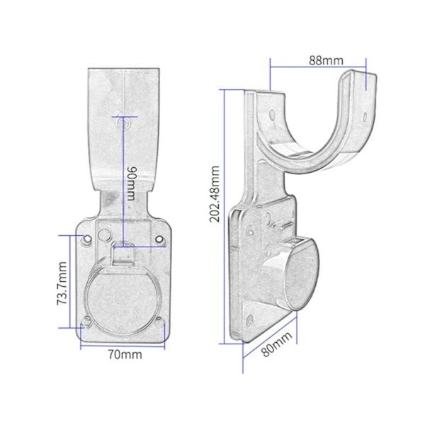 Ulkoseinään kiinnitettävä sähköauton latausteline, kestävä, sopii sähköautoihin, eurooppalainen standardi
