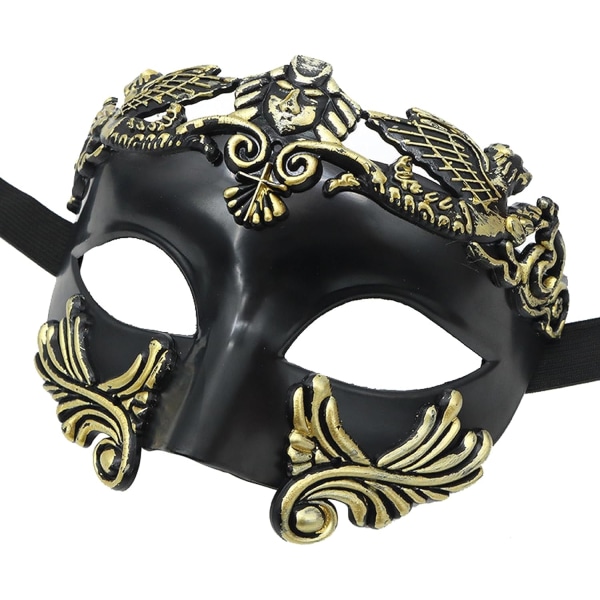 MFUOE Masquerade Mask for Men Roman Greek Mythological Ventian Mask for Halloween Christmas Mardi Mask Black & Gold