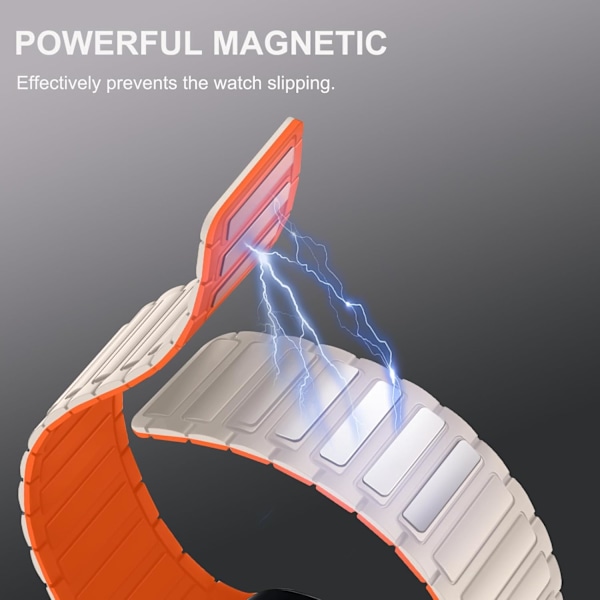 Magnetiska klockarmband kompatibla med Apple Watch-armband Mjukt silikonarmband designat för iWatch Starlight Orange Starlight Orange 42/44/45/49mm