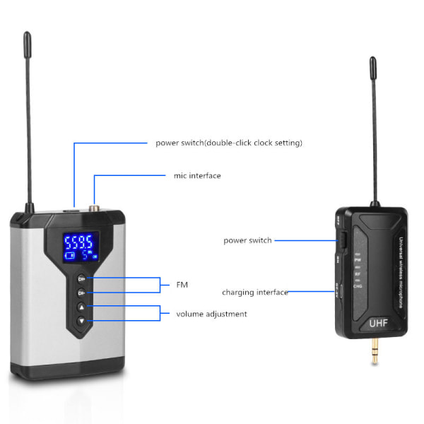 DPSON Q7 trådlöst Lavalier-mikrofonsystem Lapel Mic med uppladdningsbart kroppspaket och mottagare trådlös mikrotelefon för SLR-kameror mixer A