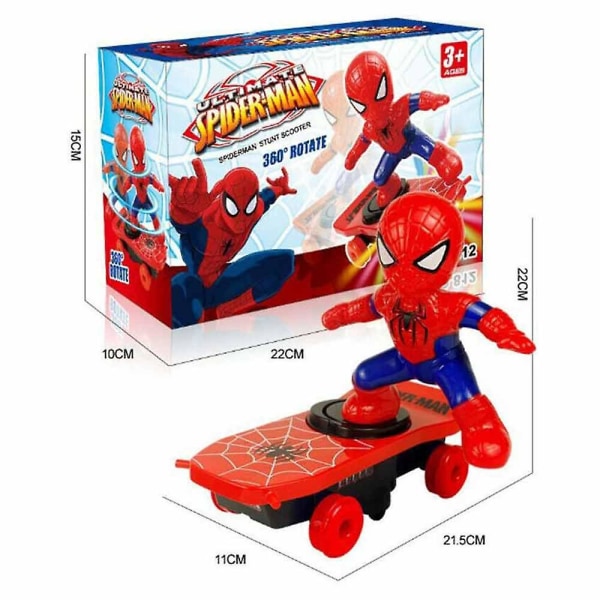 Elektrisk Spiderman Scooter Skateboard Barnleksak Med Ljus Musik 360 Tumbler S35