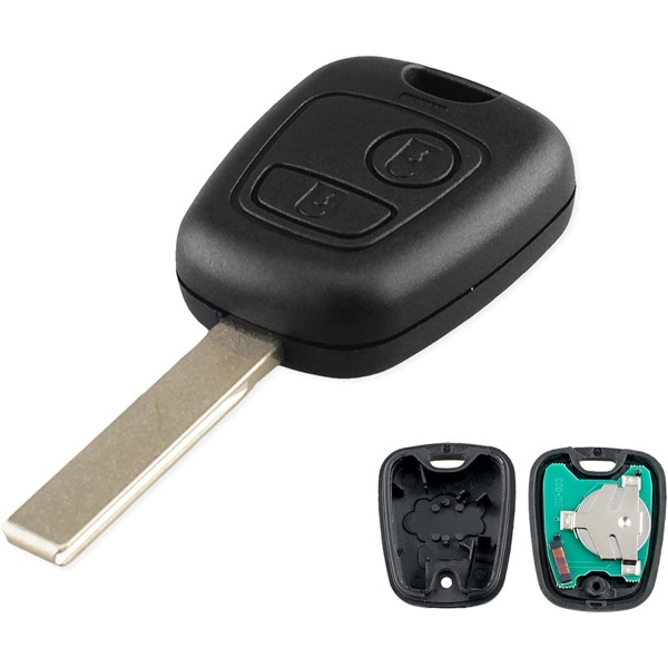 2 knappar Bil fjärrkontroll Nycklel nyckelfodral, bilnyckel ska falla ersättning kompatibel för Peugeot 206 306 405 (433 MHz ID46 PCF7961 chip) VA2 Blad med spår