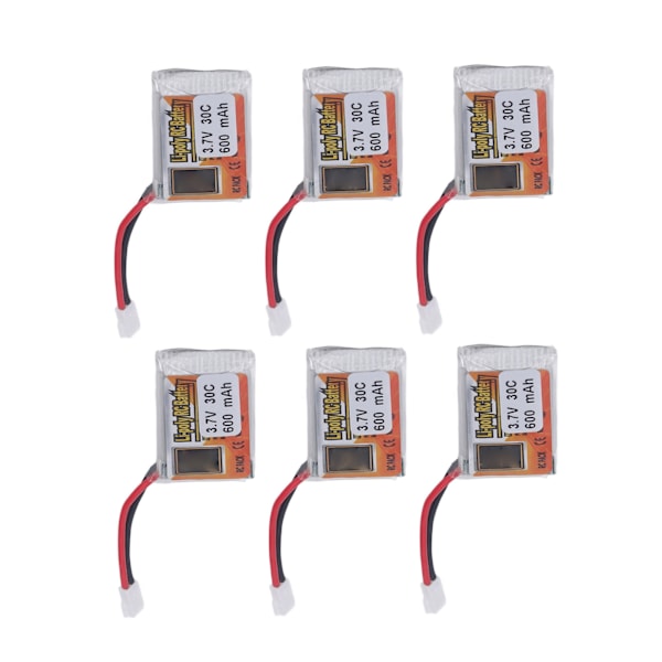 6 stk. Li Poly batteri 1S 30C 600mAh 3.7V Lipo batteripakke med XH2.54 hvid stik oplader til RC bil