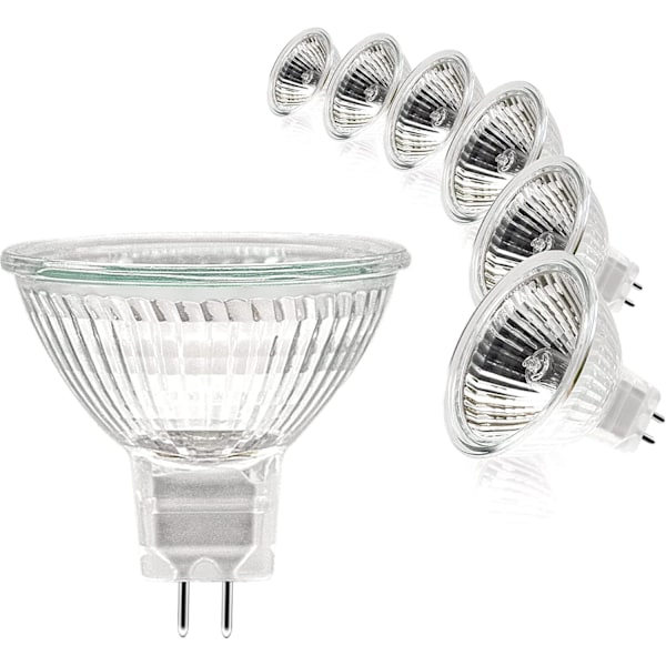 MR16 Spot Light Glödlampa, 12V 20W Glödlampa, GU5.3 Glödlampa Dimbar MR16 Glödlampa, 2-Pin Halogenlampor Varmvit 2700K, 6-Pack