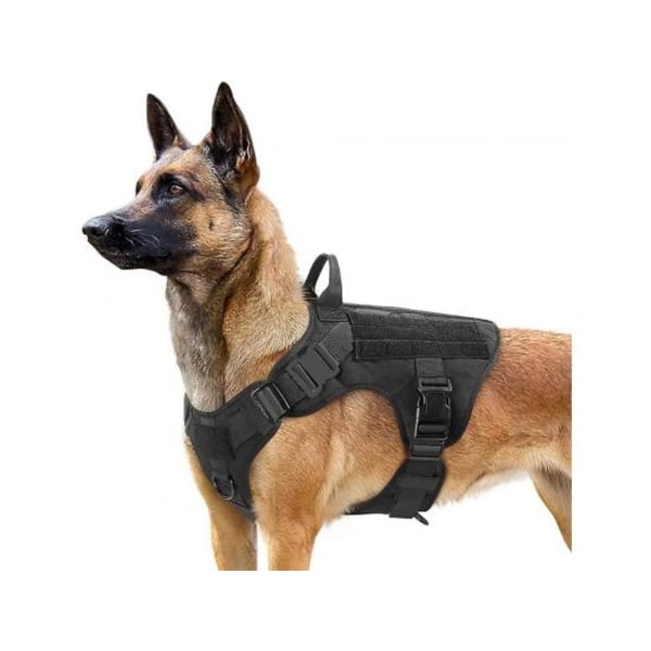 taktisk hundsele L svart, spänningsfri militär träningshundsele