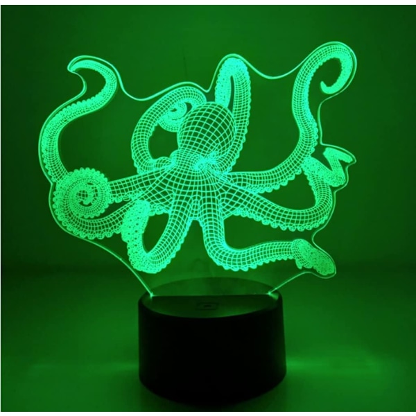 WJ 3D Blæksprutte Fjernbetjening 16 Farve Natlampe Illusion Akryl LED Bordlampe Sengelampe Børneværelse Skrivebordsindretning Fødselsdagsgaver Legetøj