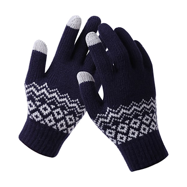 1 Pair Winter Touch Screen Gloves Knitted Outdoor Gloves for Men Women Warm and Windproof Black