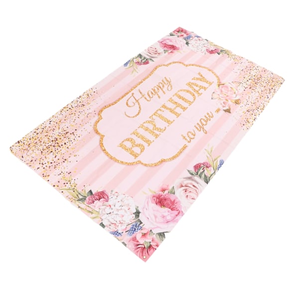 Pink Happy Birthday Baggrund 47.2x70.8in Blomstermønster Pink Fødselsdag Banner Foldbar Rivbestandig Fødselsdag Baggrund